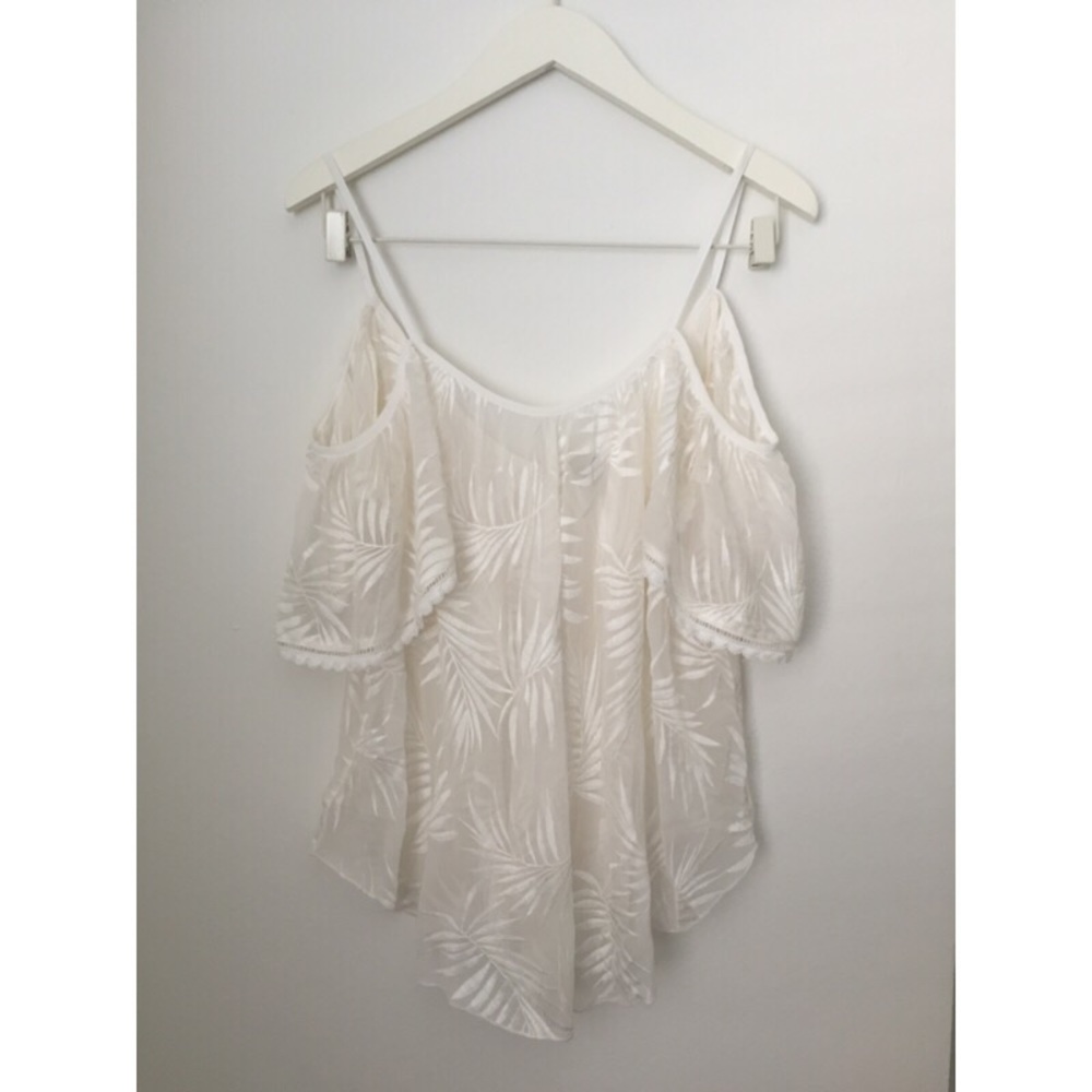 Cold Shoulder Lace Trim Top